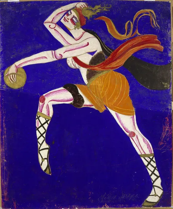 Framed Print : Costume design for the play Famira-kifared by I. Annensky, 1916. Creator: Exter, Alexandra Alexandrovna (1882-1949)