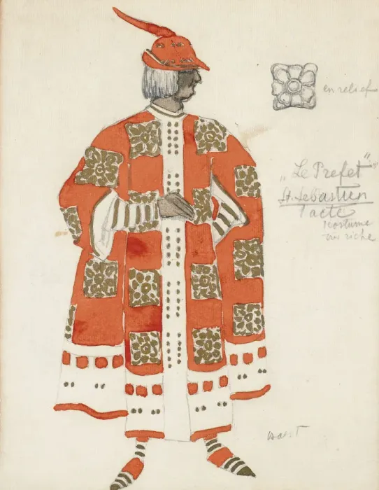 Framed Print : Costume design for the play The Martyrdom of St. Sebastian by Gabriele D Annuzio. Artist: Bakst, Leon (1866-1924) Framed Print : Costume design for the play The Martyrdom of St. Sebastian by Gabriele D Annuzio. Artist: Bakst, Leon (1866-1924)