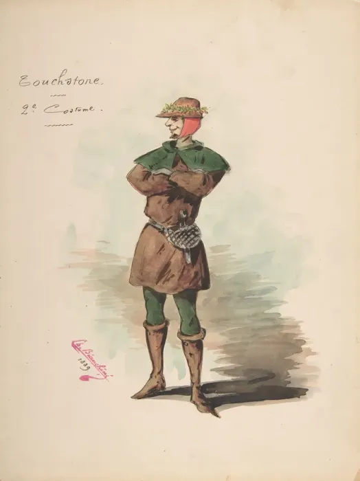 Framed Print : Costume Design for Touchstone [a]; Descriptive Sheet of Costume