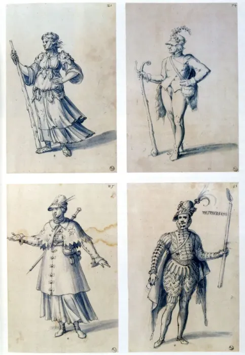 Framed Print : Costume designs for allegorical characters, 16th century. Artist: Giuseppe Arcimboldi Framed Print : Costume designs for allegorical characters, 16th century. Artist: Giuseppe Arcimboldi