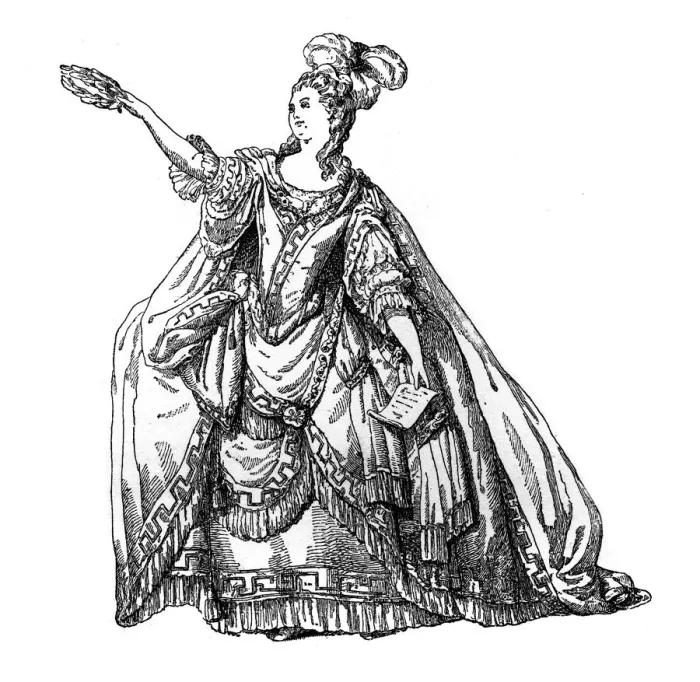 Framed Print : Costume From The French Theatre, (1885). Artist: Moreau Framed Print : Costume From The French Theatre, (1885). Artist: Moreau
