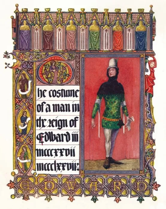 Framed Print : The Costume of a man in the reign of Edward III, c1353 Framed Print : The Costume of a man in the reign of Edward III, c1353