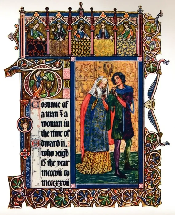 Framed Print : Costume of a Man & a Woman in the time of Edward II, (1909) Framed Print : Costume of a Man & a Woman in the time of Edward II, (1909)