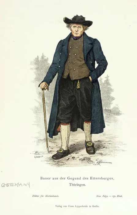 Framed Print : Costume Plate (Bauer aus der Gegend des Ettersberges, Thüringen), 19th century. Creators: Streller, Wilhelm Gustav Friedrich Hasemann Framed Print : Costume Plate (Bauer aus der Gegend des Ettersberges, Thüringen), 19th century. Creators: Streller, Wilhelm Gustav Friedrich Hasemann
