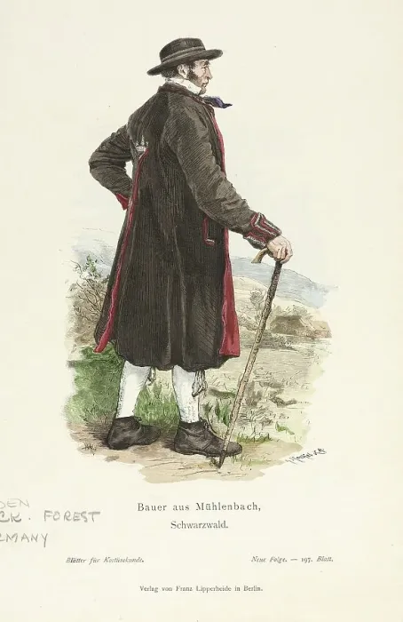 Framed Print : Costume Plate (Bauer aus Mühlenbach, Schwarzwald), 19th century. Creator: R. Henkel Framed Print : Costume Plate (Bauer aus Mühlenbach, Schwarzwald), 19th century. Creator: R. Henkel