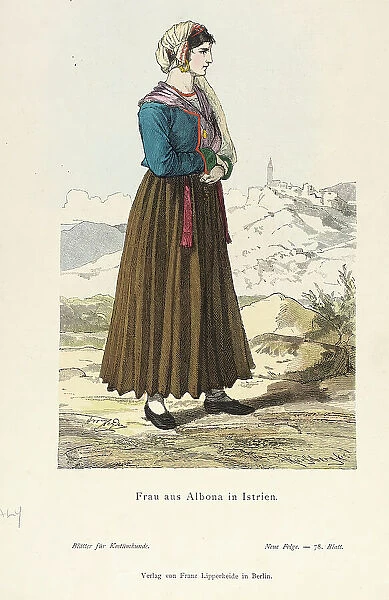 Costume Plate (Frau aus Albona in Istrien), 19th century. Creator: Unknown