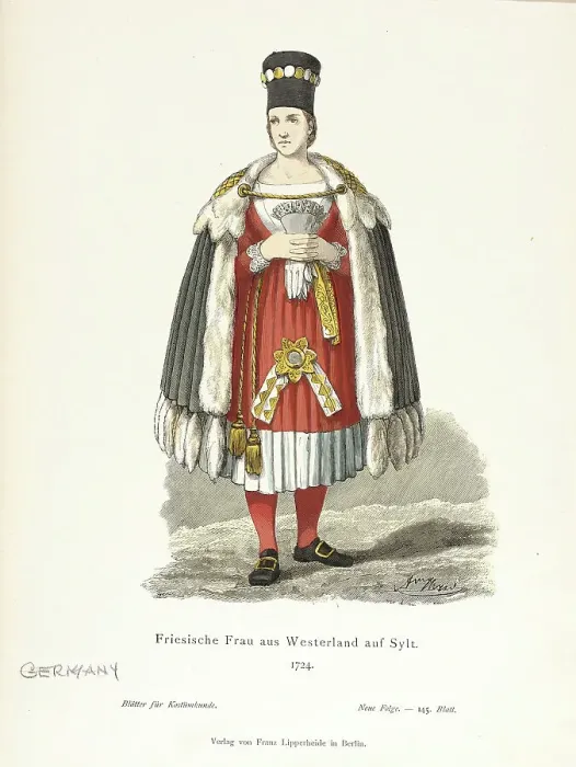 Framed Print : Costume Plate (Friesische Frau aus Westerland auf Sylt), 19th century. Creator: Unknown Framed Print : Costume Plate (Friesische Frau aus Westerland auf Sylt), 19th century. Creator: Unknown