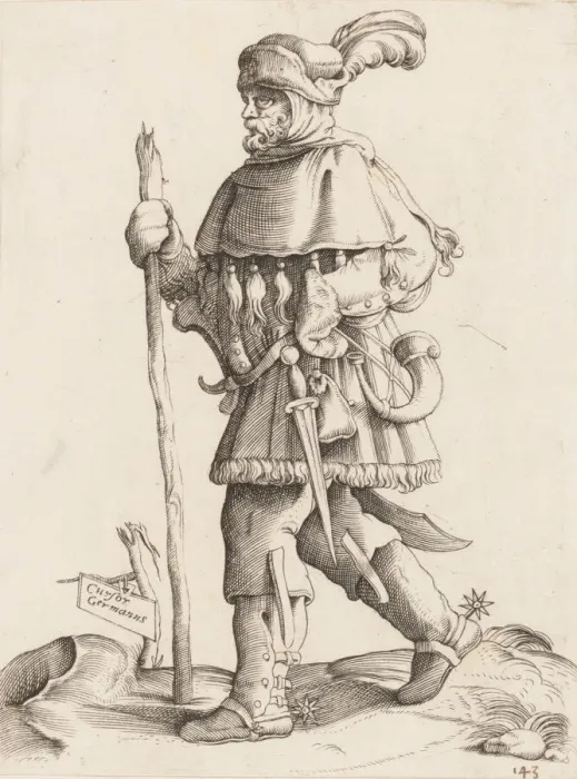 Framed Print : Costume Plate: German Messenger, ca. 1558-70. Creator: Unknown Framed Print : Costume Plate: German Messenger, ca. 1558-70. Creator: Unknown