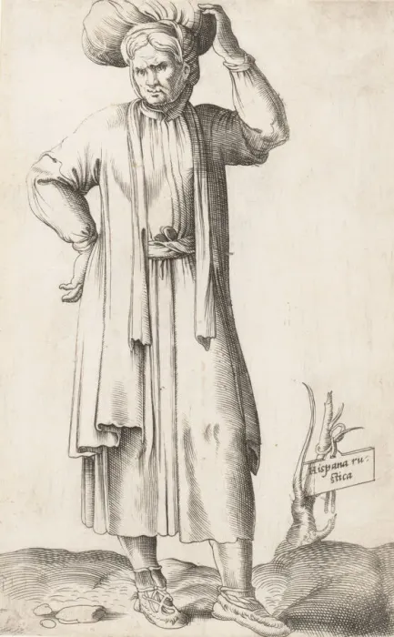 Framed Print : Costume Plate: Hispania Rustica (with laundry on head), ca. 1557-58. Creator: Enea Vico Framed Print : Costume Plate: Hispania Rustica (with laundry on head), ca. 1557-58. Creator: Enea Vico