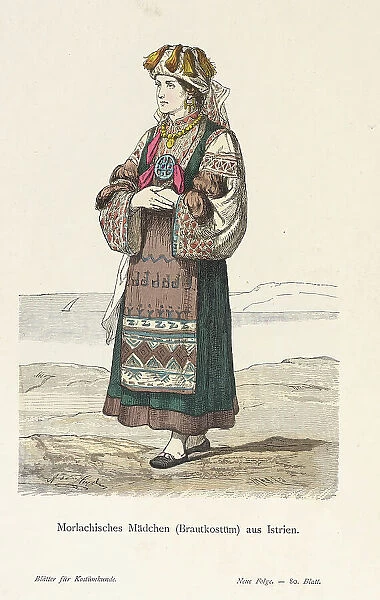Costume Plate (Morlachisches Mädchen (Brautkostüm) aus Istrien), 19th century. Creator: Unknown