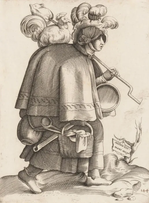 Framed Print : Costume Plate: Wife of a Warrior from Germany, ca. 1558-70. Creator: Unknown Framed Print : Costume Plate: Wife of a Warrior from Germany, ca. 1558-70. Creator: Unknown