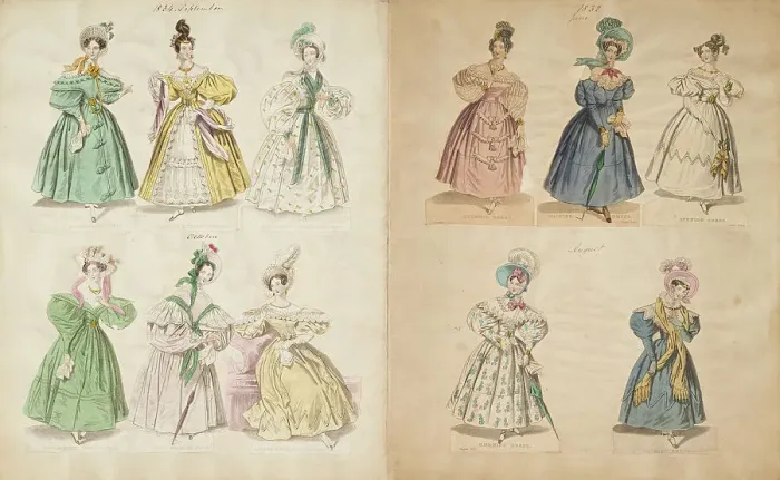 Framed Print : Costume plates, 1832-34. Creator: Unknown Framed Print : Costume plates, 1832-34. Creator: Unknown