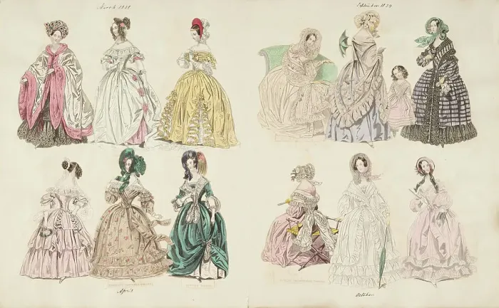 Framed Print : Costume plates, 1838-1839. Creator: Unknown Framed Print : Costume plates, 1838-1839. Creator: Unknown