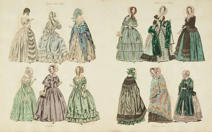 Framed Print : Costume plates, 1841 - 1842. Creator: Unknown Framed Print : Costume plates, 1841 - 1842. Creator: Unknown