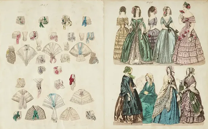 Framed Print : Costume plates, 1846-47. Creator: Unknown Framed Print : Costume plates, 1846-47. Creator: Unknown
