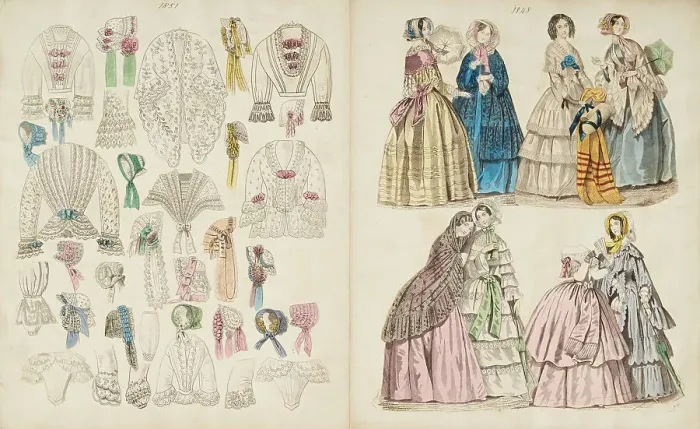 Framed Print : Costume plates, 1848, 1851. Creator: Unknown Framed Print : Costume plates, 1848, 1851. Creator: Unknown