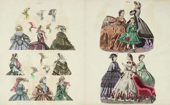 Framed Print : Costume plates, 1858, 1864. Creator: Unknown Framed Print : Costume plates, 1858, 1864. Creator: Unknown