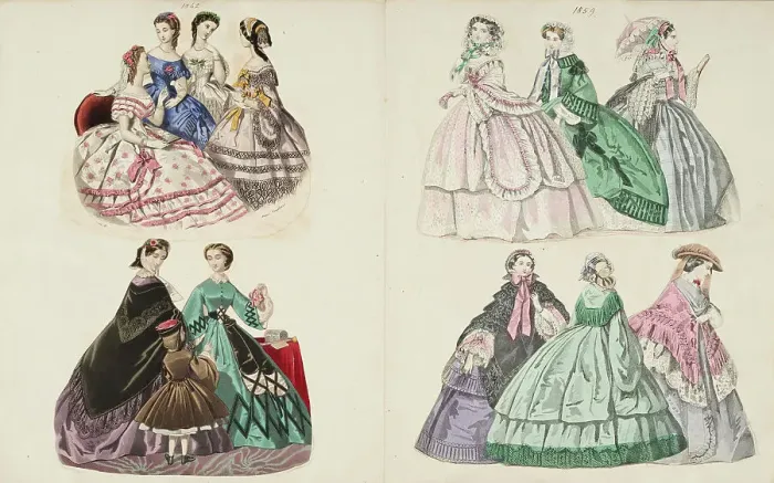 Framed Print : Costume plates, 1859-62. Creator: Unknown Framed Print : Costume plates, 1859-62. Creator: Unknown