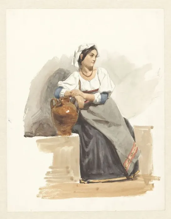Framed Print : Costume study of an Italian girl, 1825-1873. Creator: Pierre Louis Dubourcq Framed Print : Costume study of an Italian girl, 1825-1873. Creator: Pierre Louis Dubourcq