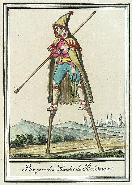 Costumes de Différent Pays, Berger des Landes de Bordeaux, c1797. Creators: Jacques Grasset de Saint-Sauveur, LF Labrousse