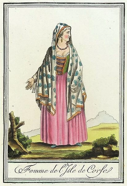 Costumes de Différent Pays, Femme de l'Isle de Corse, c1797. Creator: Jacques Grasset de Saint-Sauveur