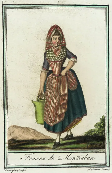 Framed Print : Costumes de Différent Pays, Femme de Montauban, c1797. Creators: Jacques Grasset de Saint-Sauveur, LF Labrousse Framed Print : Costumes de Différent Pays, Femme de Montauban, c1797. Creators: Jacques Grasset de Saint-Sauveur, LF Labrousse