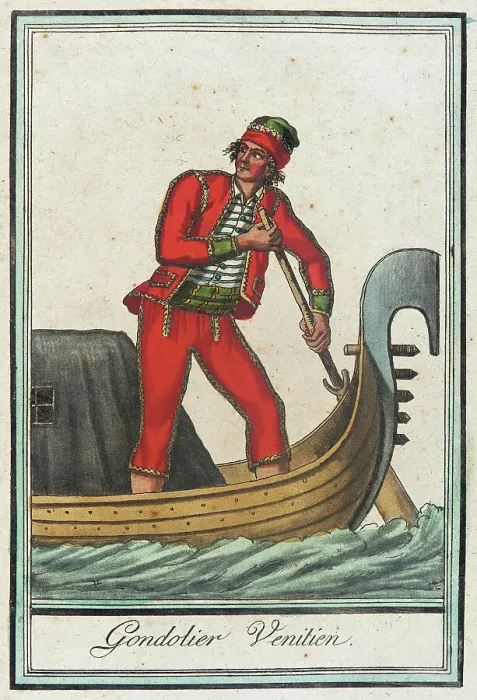 Framed Print : Costumes de Différent Pays, Gondolier Venitien, c1797. Creators: Jacques Grasset de Saint-Sauveur, LF Labrousse Framed Print : Costumes de Différent Pays, Gondolier Venitien, c1797. Creators: Jacques Grasset de Saint-Sauveur, LF Labrousse