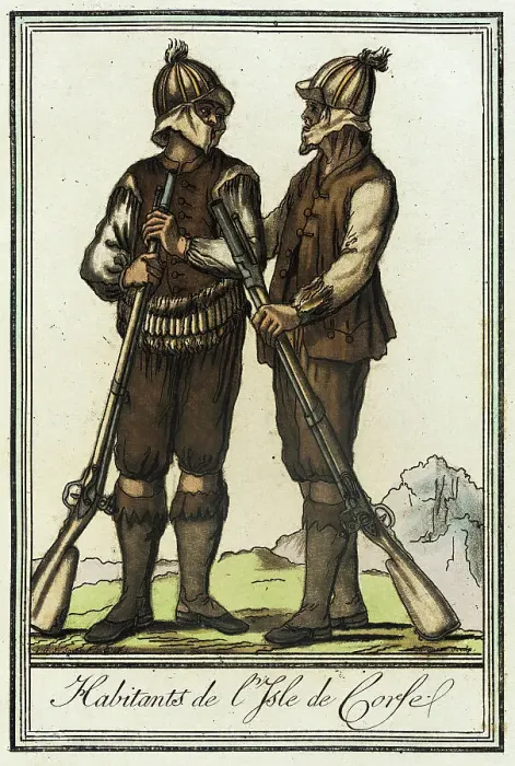 Framed Print : Costumes de Différent Pays, Habitants de l'Isle de Corse, c1797. Creators: Jacques Grasset de Saint-Sauveur, LF Labrousse Framed Print : Costumes de Différent Pays, Habitants de l'Isle de Corse, c1797. Creators: Jacques Grasset de Saint-Sauveur, LF Labrousse