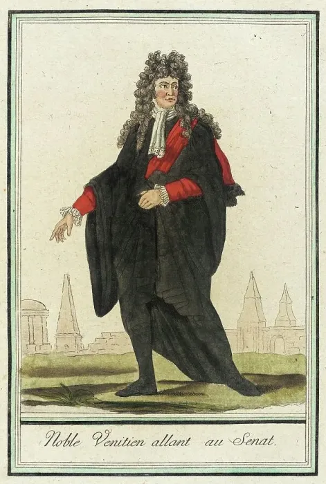 Framed Print : Costumes de Différent Pays, Noble Venitien Allant au Senat, c1797. Creator: Jacques Grasset de Saint-Sauveur Framed Print : Costumes de Différent Pays, Noble Venitien Allant au Senat, c1797. Creator: Jacques Grasset de Saint-Sauveur