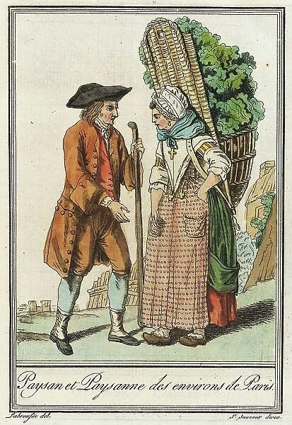 Costumes de Différent Pays, Paysan et Paysanne des environs de Paris. c1797. Creator: Jacques Grasset de Saint-Sauveur