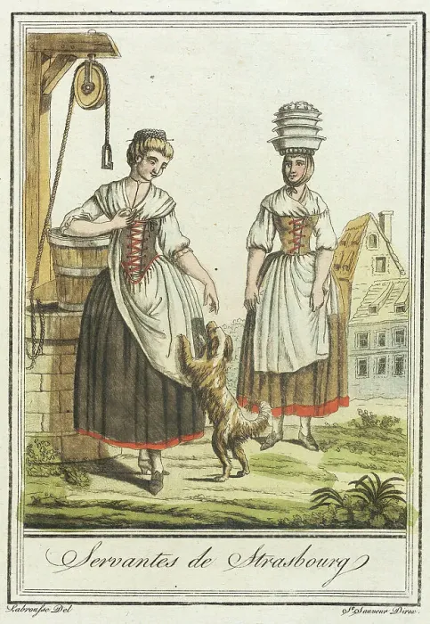 Framed Print : Costumes de Différent Pays, Servantes de Strasbourg, c1797. Creators: Jacques Grasset de Saint-Sauveur, LF Labrousse Framed Print : Costumes de Différent Pays, Servantes de Strasbourg, c1797. Creators: Jacques Grasset de Saint-Sauveur, LF Labrousse