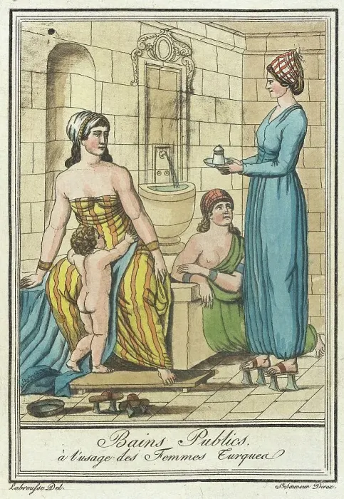 Framed Print : Costumes de Différents Pays, Bains Publics à l'Usage des Femmes Turquea, c1797. Creator: Jacques Grasset de Saint-Sauveur Framed Print : Costumes de Différents Pays, Bains Publics à l'Usage des Femmes Turquea, c1797. Creator: Jacques Grasset de Saint-Sauveur