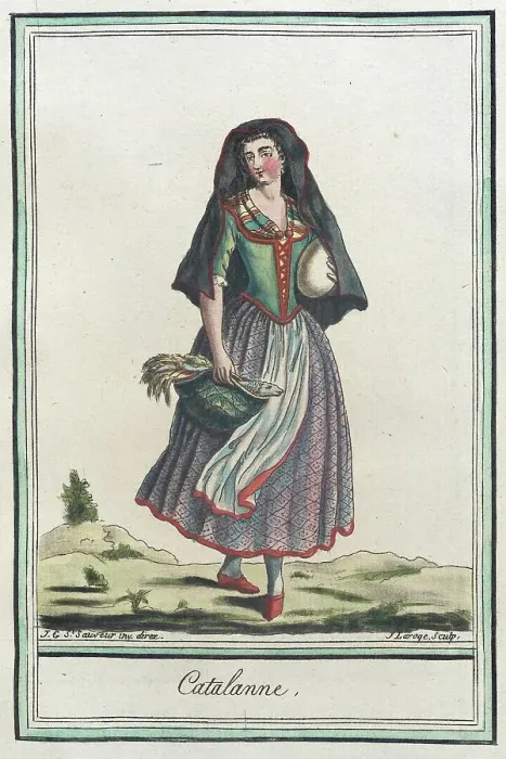 Framed Print : Costumes de Différents Pays, Catalanne, c1797. Creator: Jacques Grasset de Saint-Sauveur Framed Print : Costumes de Différents Pays, Catalanne, c1797. Creator: Jacques Grasset de Saint-Sauveur