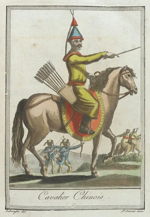Framed Print : Costumes de Différents Pays, Cavalier Chinois, c1797. Creators: Jacques Grasset de Saint-Sauveur, LF Labrousse Framed Print : Costumes de Différents Pays, Cavalier Chinois, c1797. Creators: Jacques Grasset de Saint-Sauveur, LF Labrousse