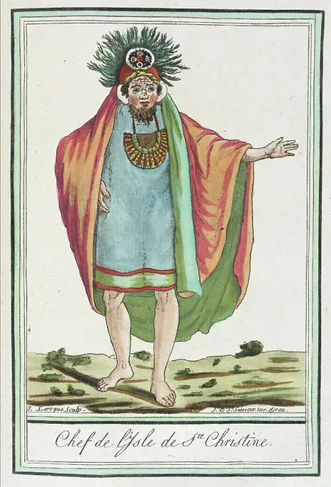 Framed Print : Costumes de Différents Pays, Chef de l'Isle de Ste. Christine, c1797. Creators: Jacques Grasset de Saint-Sauveur, LF Labrousse Framed Print : Costumes de Différents Pays, Chef de l'Isle de Ste. Christine, c1797. Creators: Jacques Grasset de Saint-Sauveur, LF Labrousse