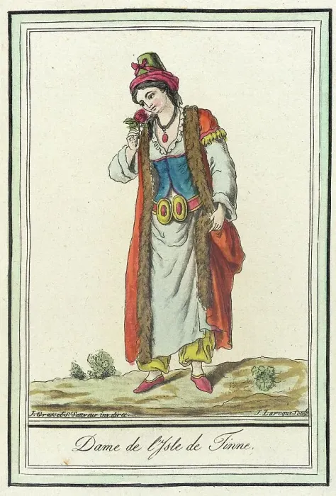Framed Print : Costumes de Différents Pays, Dame de l'Isle de Tinne, c1797. Creator: Jacques Grasset de Saint-Sauveur Framed Print : Costumes de Différents Pays, Dame de l'Isle de Tinne, c1797. Creator: Jacques Grasset de Saint-Sauveur