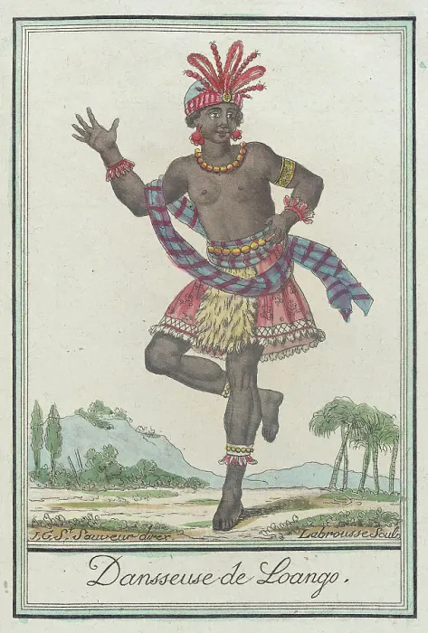 Framed Print : Costumes de Differents Pays, Dansseuse de Loango, c1797. Creators: Jacques Grasset de Saint-Sauveur, LF Labrousse Framed Print : Costumes de Differents Pays, Dansseuse de Loango, c1797. Creators: Jacques Grasset de Saint-Sauveur, LF Labrousse