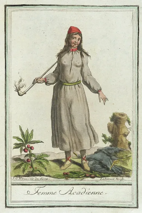 Framed Print : Costumes de Différents Pays, Femme Acadienne, c1797. Creators: Jacques Grasset de Saint-Sauveur, LF Labrousse Framed Print : Costumes de Différents Pays, Femme Acadienne, c1797. Creators: Jacques Grasset de Saint-Sauveur, LF Labrousse