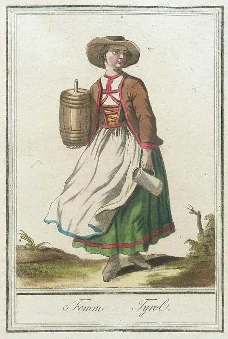 Framed Print : Costumes de Différents Pays, Femme du Tyrol, c1797. Creator: Jacques Grasset de Saint-Sauveur Framed Print : Costumes de Différents Pays, Femme du Tyrol, c1797. Creator: Jacques Grasset de Saint-Sauveur