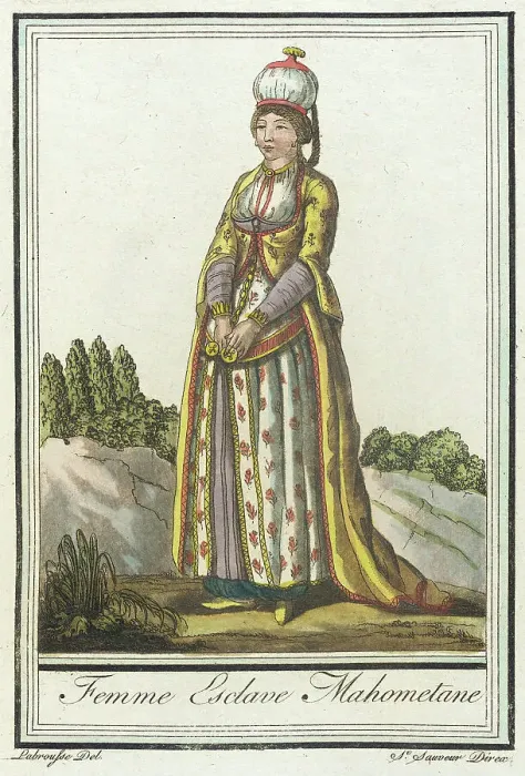 Framed Print : Costumes de Différents Pays, Femme Esclave Mahometane, c1797. Creators: Jacques Grasset de Saint-Sauveur, LF Labrousse Framed Print : Costumes de Différents Pays, Femme Esclave Mahometane, c1797. Creators: Jacques Grasset de Saint-Sauveur, LF Labrousse