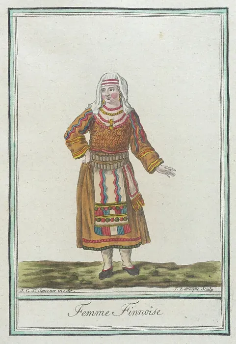 Framed Print : Costumes de Différents Pays, Femme Finnoïse, c1797. Creators: Jacques Grasset de Saint-Sauveur, LF Labrousse Framed Print : Costumes de Différents Pays, Femme Finnoïse, c1797. Creators: Jacques Grasset de Saint-Sauveur, LF Labrousse