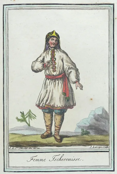 Framed Print : Costumes de Différents Pays, Femme Ischeremisse, c1797. Creators: Jacques Grasset de Saint-Sauveur, LF Labrousse Framed Print : Costumes de Différents Pays, Femme Ischeremisse, c1797. Creators: Jacques Grasset de Saint-Sauveur, LF Labrousse