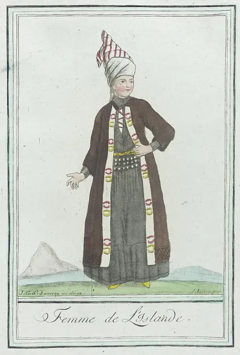 Framed Print : Costumes de Différents Pays, Femme de l'Islande, c1797. Creators: Jacques Grasset de Saint-Sauveur, LF Labrousse Framed Print : Costumes de Différents Pays, Femme de l'Islande, c1797. Creators: Jacques Grasset de Saint-Sauveur, LF Labrousse