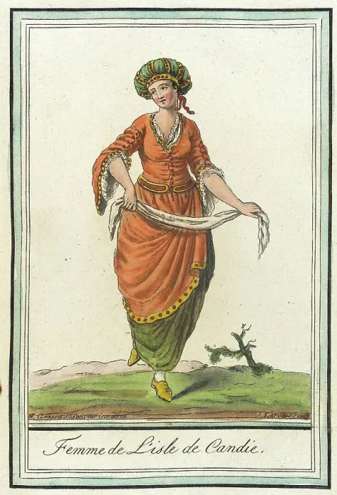 Framed Print : Costumes de Différents Pays, Femme de l'Isle de Candie, c1797. Creator: Jacques Grasset de Saint-Sauveur Framed Print : Costumes de Différents Pays, Femme de l'Isle de Candie, c1797. Creator: Jacques Grasset de Saint-Sauveur