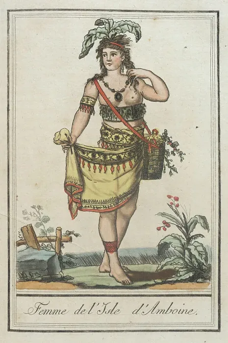 Framed Print : Costumes de Différents Pays, Femme de l'Isle d'Amboine, c1797. Creators: Jacques Grasset de Saint-Sauveur, LF Labrousse Framed Print : Costumes de Différents Pays, Femme de l'Isle d'Amboine, c1797. Creators: Jacques Grasset de Saint-Sauveur, LF Labrousse