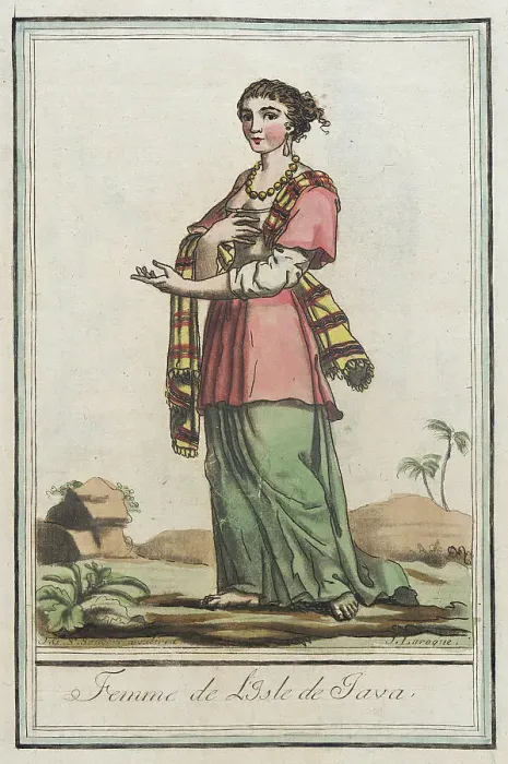 Framed Print : Costumes de Différents Pays, Femme de l'Isle de Java, c1797. Creators: Jacques Grasset de Saint-Sauveur, LF Labrousse Framed Print : Costumes de Différents Pays, Femme de l'Isle de Java, c1797. Creators: Jacques Grasset de Saint-Sauveur, LF Labrousse