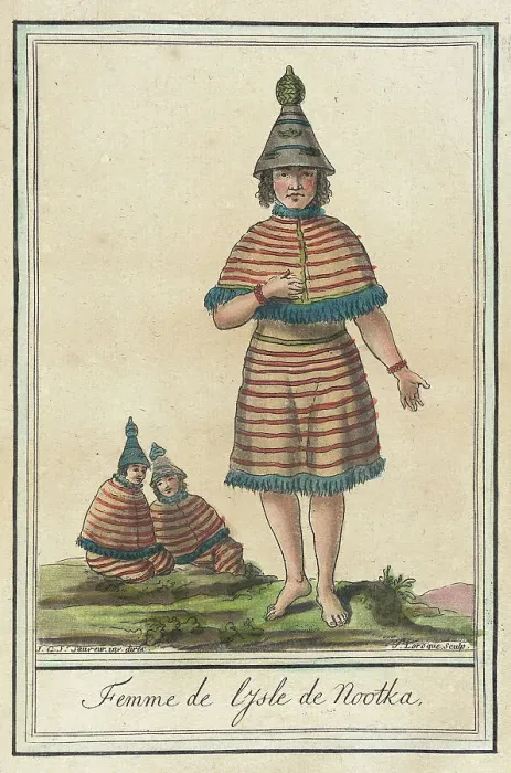 Framed Print : Costumes de Différents Pays, Femme de l'Isle de Nootka, c1797. Creators: Jacques Grasset de Saint-Sauveur, LF Labrousse Framed Print : Costumes de Différents Pays, Femme de l'Isle de Nootka, c1797. Creators: Jacques Grasset de Saint-Sauveur, LF Labrousse