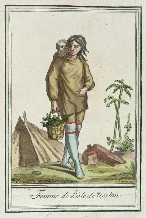 Framed Print : Costumes de Différents Pays, Femme de l'Isle de Norton, c1797. Creator: Jacques Grasset de Saint-Sauveur Framed Print : Costumes de Différents Pays, Femme de l'Isle de Norton, c1797. Creator: Jacques Grasset de Saint-Sauveur