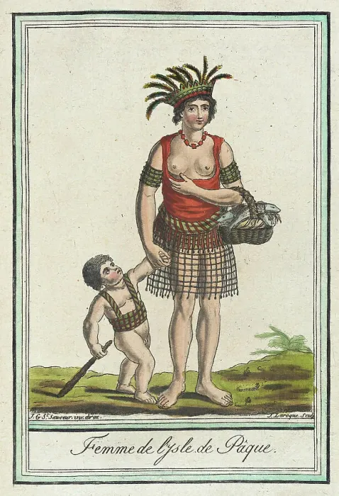 Framed Print : Costumes de Différents Pays, Femme de l'Isle de Pâque, c1797. Creators: Jacques Grasset de Saint-Sauveur, LF Labrousse Framed Print : Costumes de Différents Pays, Femme de l'Isle de Pâque, c1797. Creators: Jacques Grasset de Saint-Sauveur, LF Labrousse