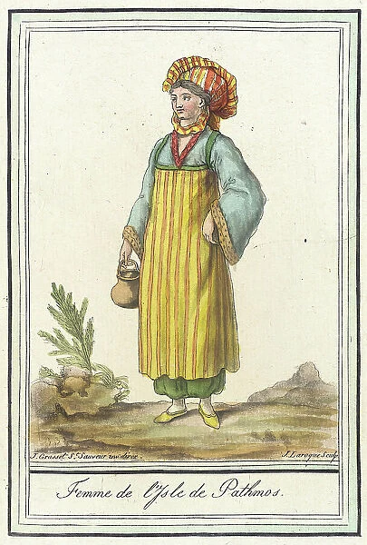 Costumes de Différents Pays, Femme de l'Isle de Pathmos, c1797. Creators: Jacques Grasset de Saint-Sauveur, LF Labrousse